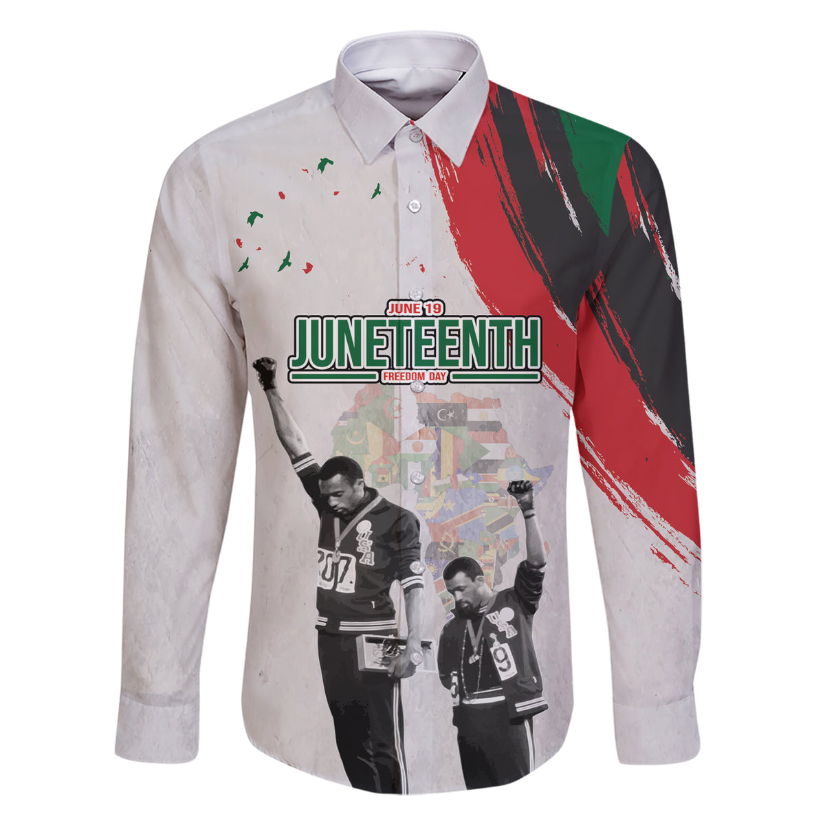 Personalized Juneteenth Freedom Day Family Matching Short Sleeve Bodycon Dress and Hawaiian Shirt 1968 Black Power Salute - Wonder Print Shop