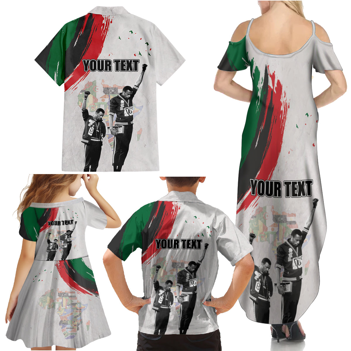 Personalized Juneteenth Freedom Day Family Matching Summer Maxi Dress and Hawaiian Shirt 1968 Black Power Salute - Wonder Print Shop