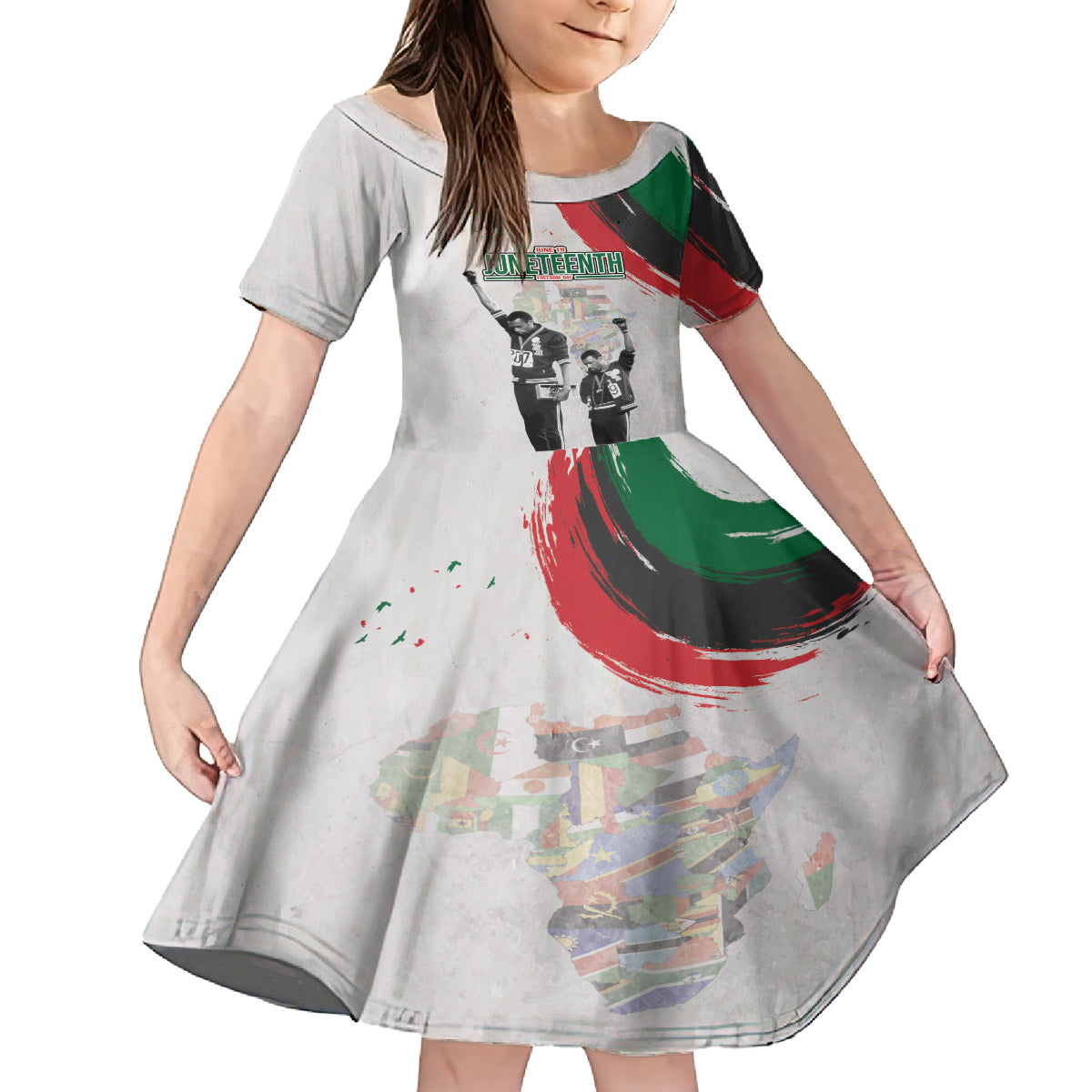 Personalized Juneteenth Freedom Day Family Matching Tank Maxi Dress and Hawaiian Shirt 1968 Black Power Salute - Wonder Print Shop