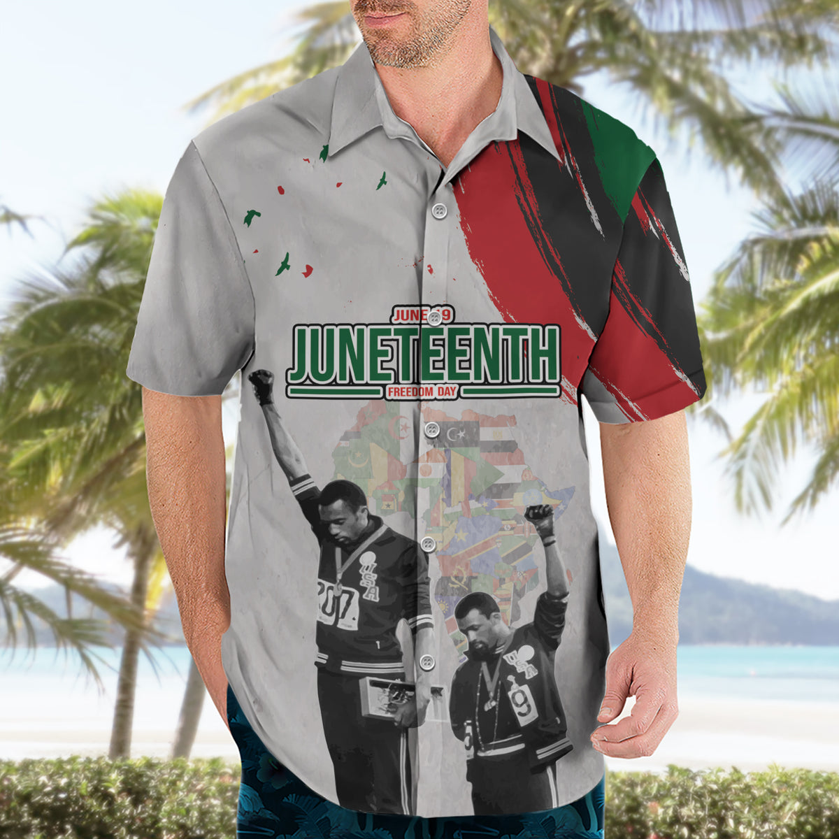 Personalized Juneteenth Freedom Day Hawaiian Shirt 1968 Black Power Salute - Wonder Print Shop