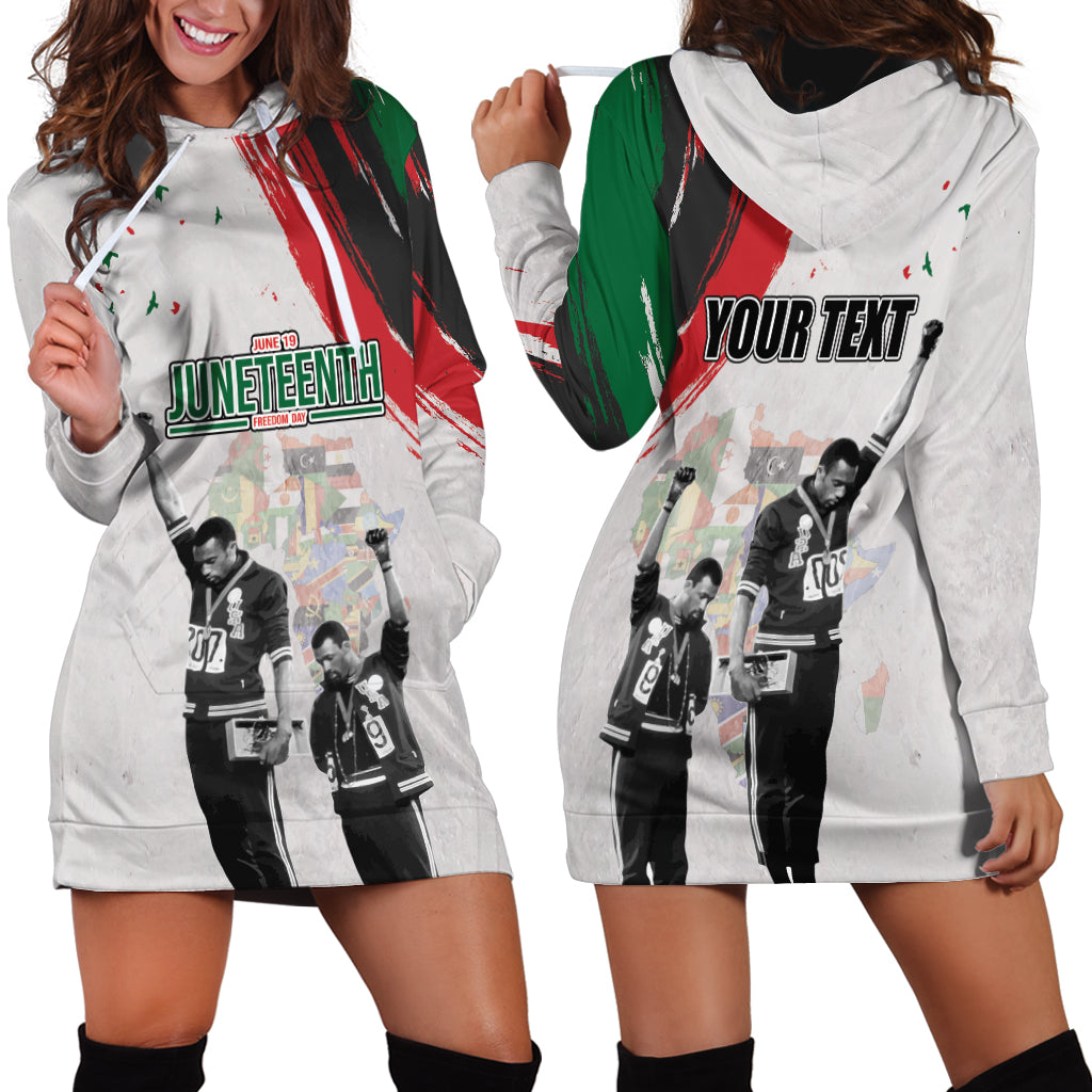 Personalized Juneteenth Freedom Day Hoodie Dress 1968 Black Power Salute - Wonder Print Shop