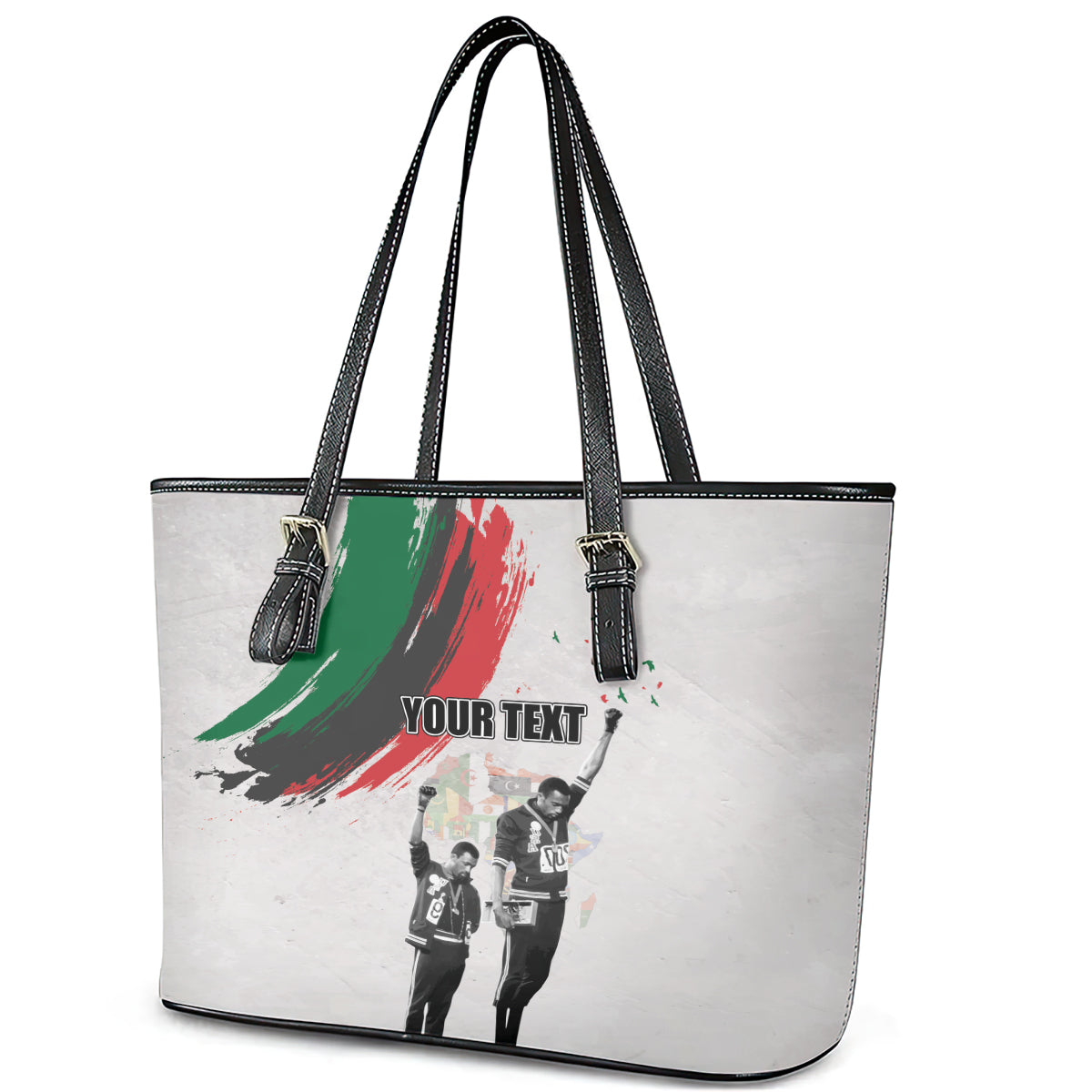 Personalized Juneteenth Freedom Day Leather Tote Bag 1968 Black Power Salute - Wonder Print Shop