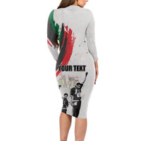 Personalized Juneteenth Freedom Day Long Sleeve Bodycon Dress 1968 Black Power Salute - Wonder Print Shop