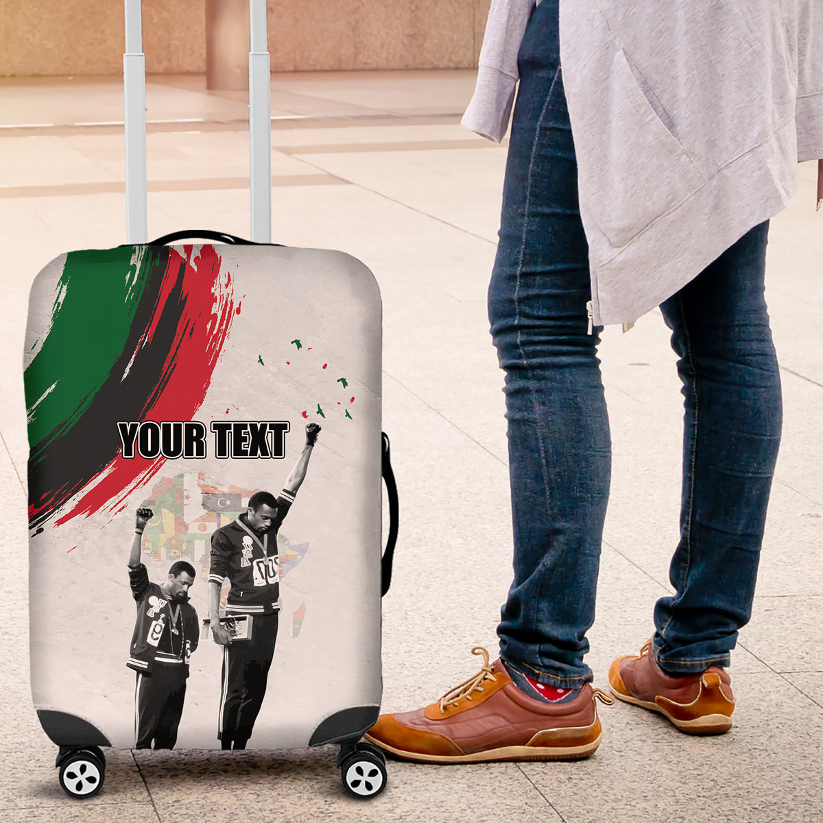 Personalized Juneteenth Freedom Day Luggage Cover 1968 Black Power Salute - Wonder Print Shop