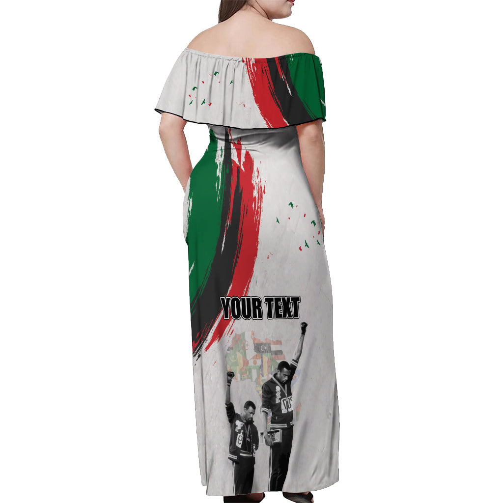 Personalized Juneteenth Freedom Day Off Shoulder Maxi Dress 1968 Black Power Salute - Wonder Print Shop
