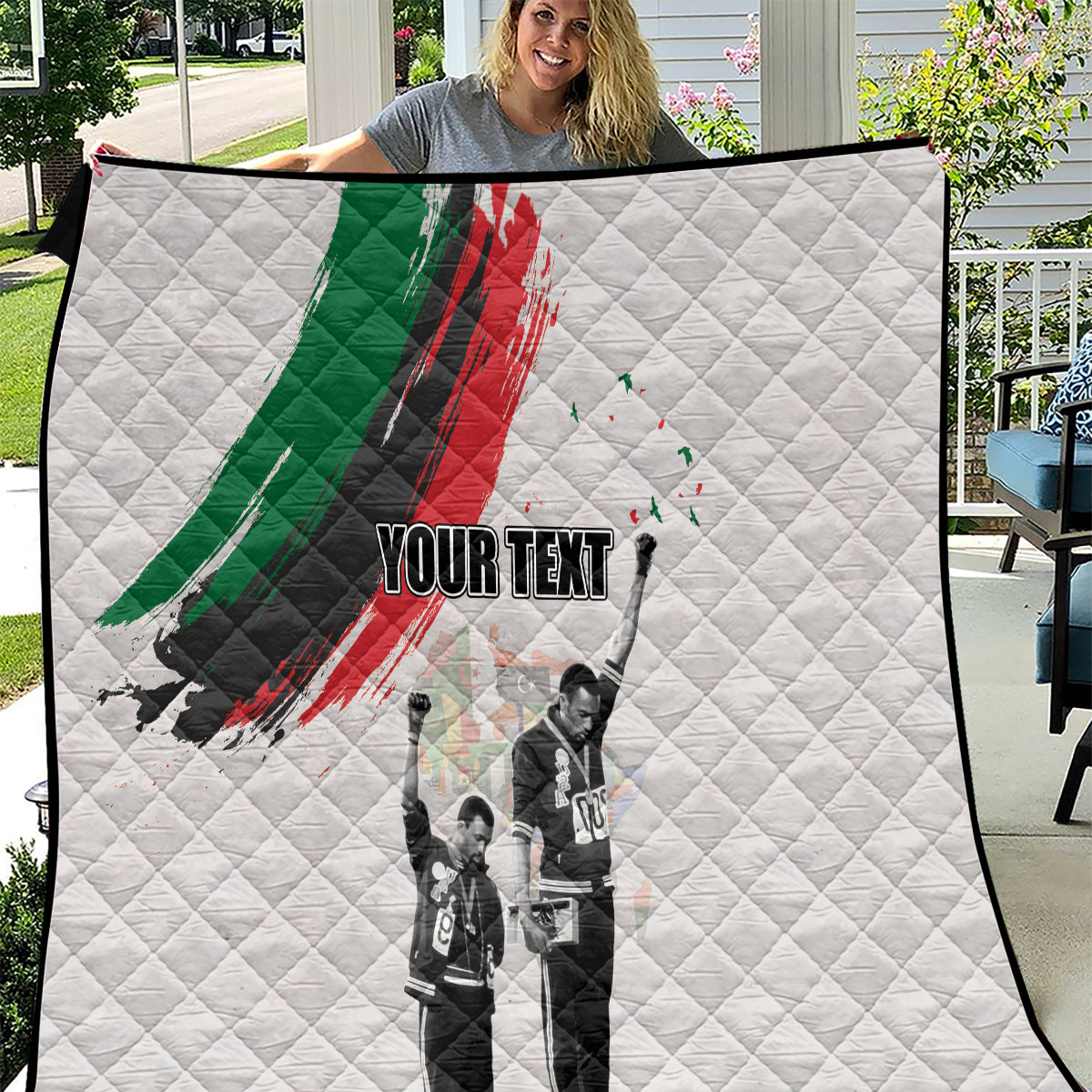 Personalized Juneteenth Freedom Day Quilt 1968 Olympics Black Power Salute