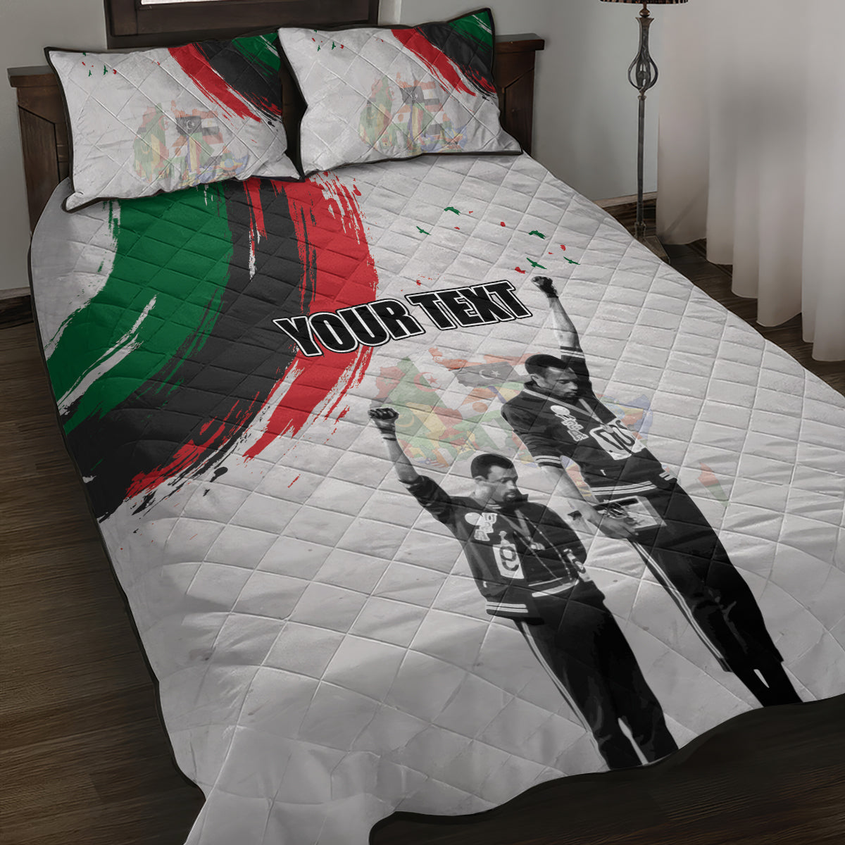 Personalized Juneteenth Freedom Day Quilt Bed Set 1968 Olympics Black Power Salute