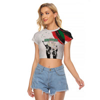 Personalized Juneteenth Freedom Day Raglan Cropped T Shirt 1968 Black Power Salute - Wonder Print Shop