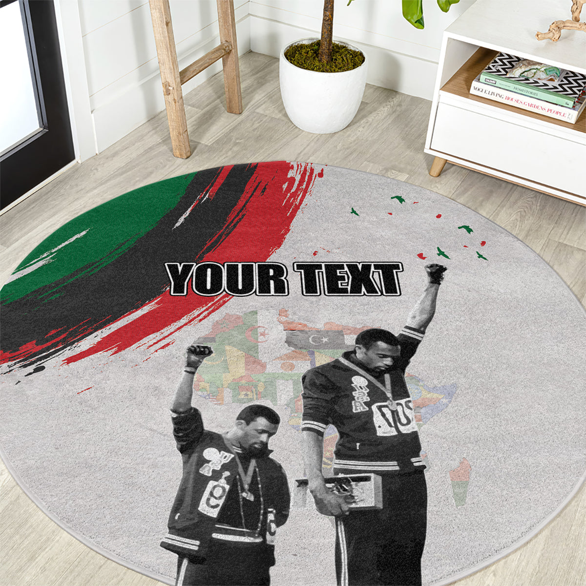 Personalized Juneteenth Freedom Day Round Carpet 1968 Olympics Black Power Salute