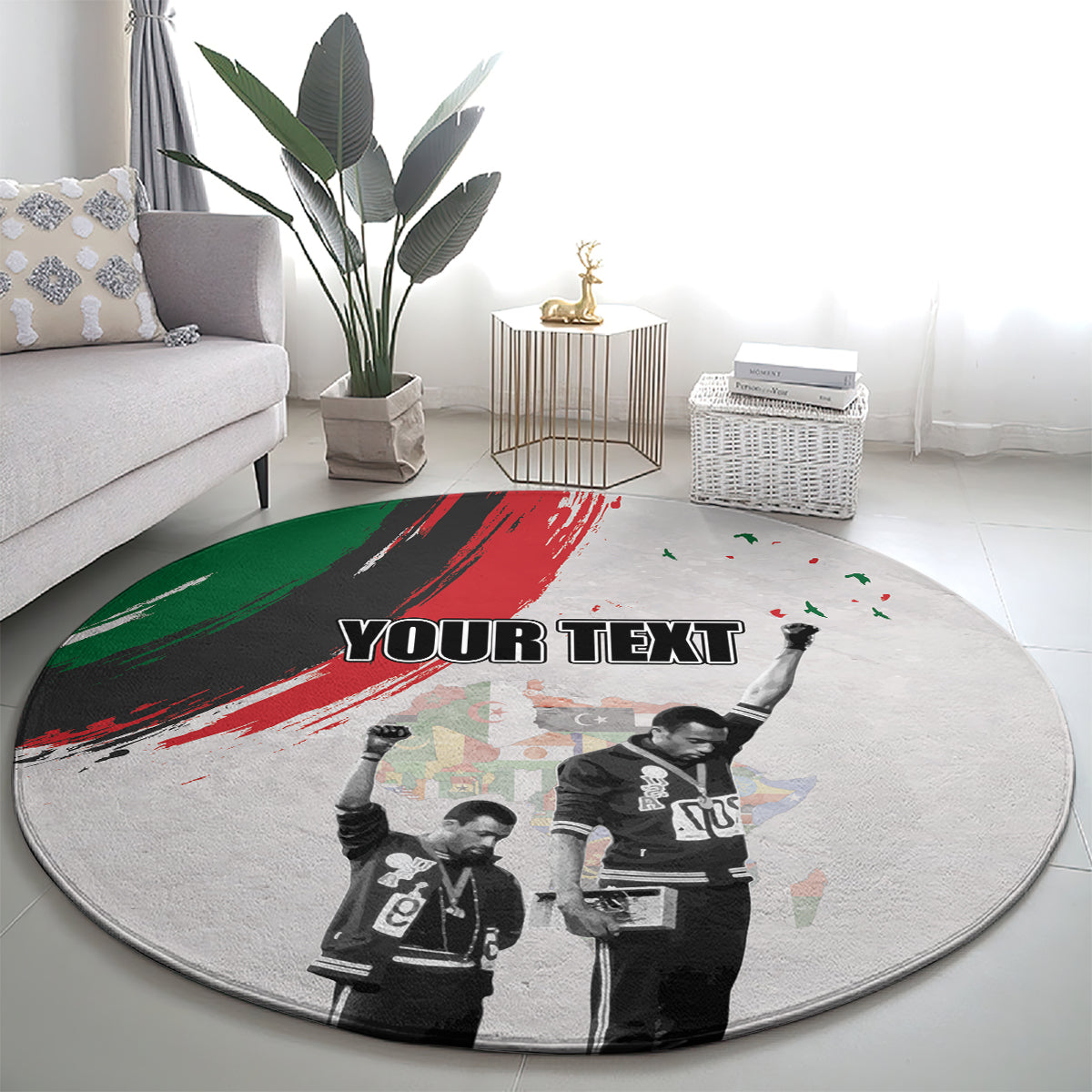 Personalized Juneteenth Freedom Day Round Carpet 1968 Olympics Black Power Salute