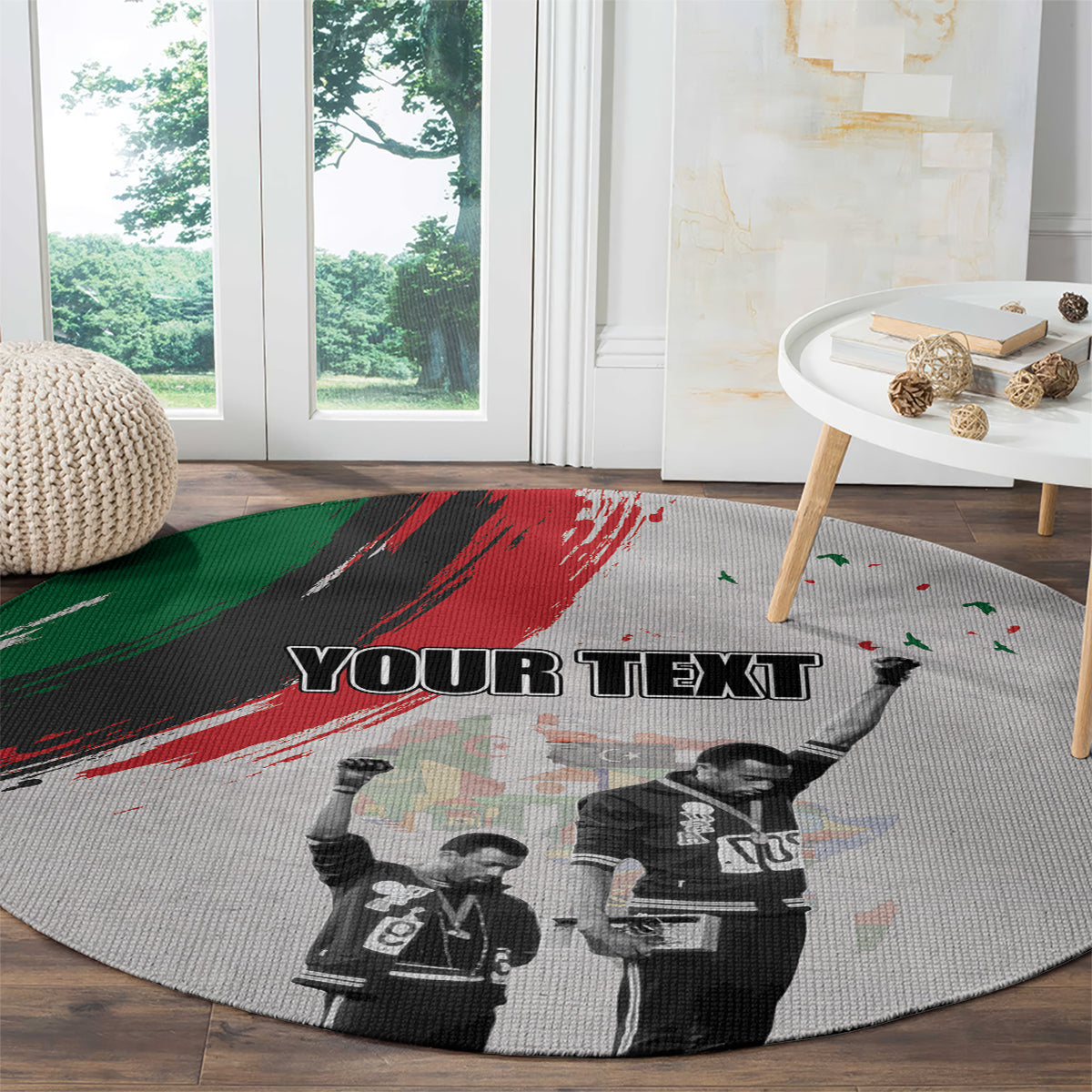 Personalized Juneteenth Freedom Day Round Carpet 1968 Olympics Black Power Salute