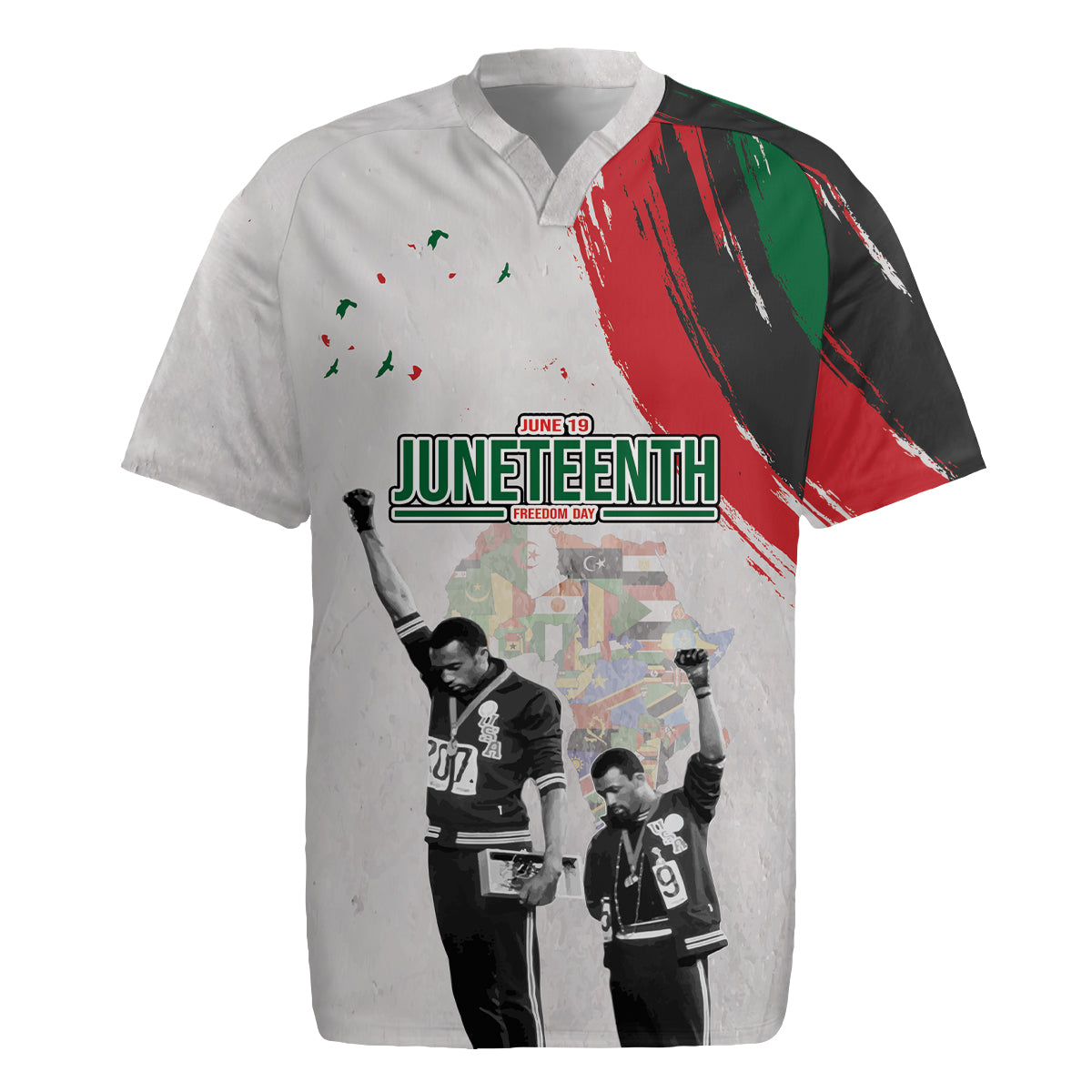 Personalized Juneteenth Freedom Day Rugby Jersey 1968 Black Power Salute - Wonder Print Shop