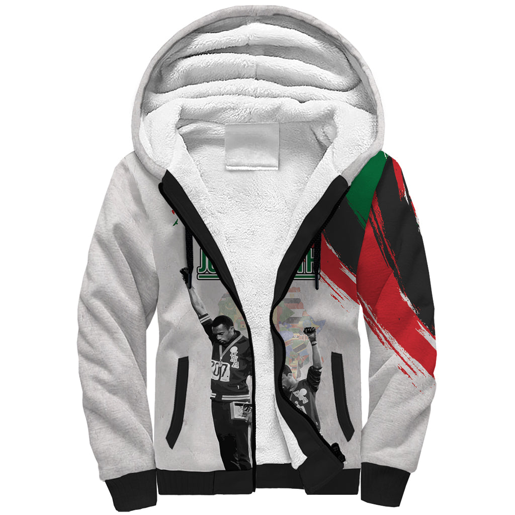 Personalized Juneteenth Freedom Day Sherpa Hoodie 1968 Black Power Salute - Wonder Print Shop