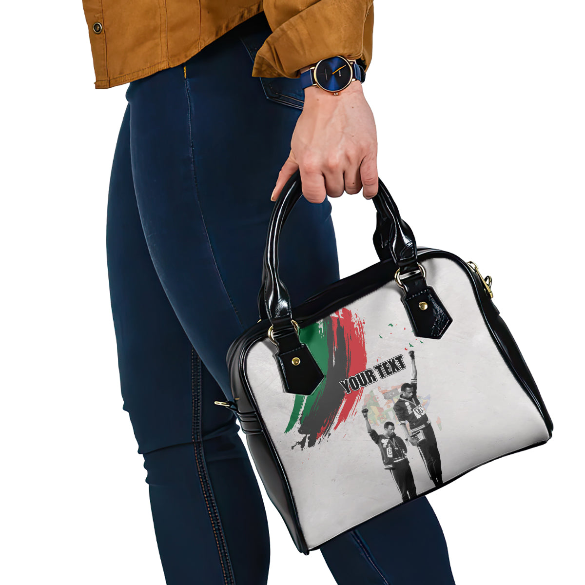 Personalized Juneteenth Freedom Day Shoulder Handbag 1968 Olympics Black Power Salute