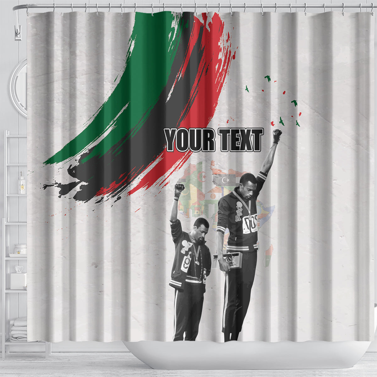Personalized Juneteenth Freedom Day Shower Curtain 1968 Olympics Black Power Salute
