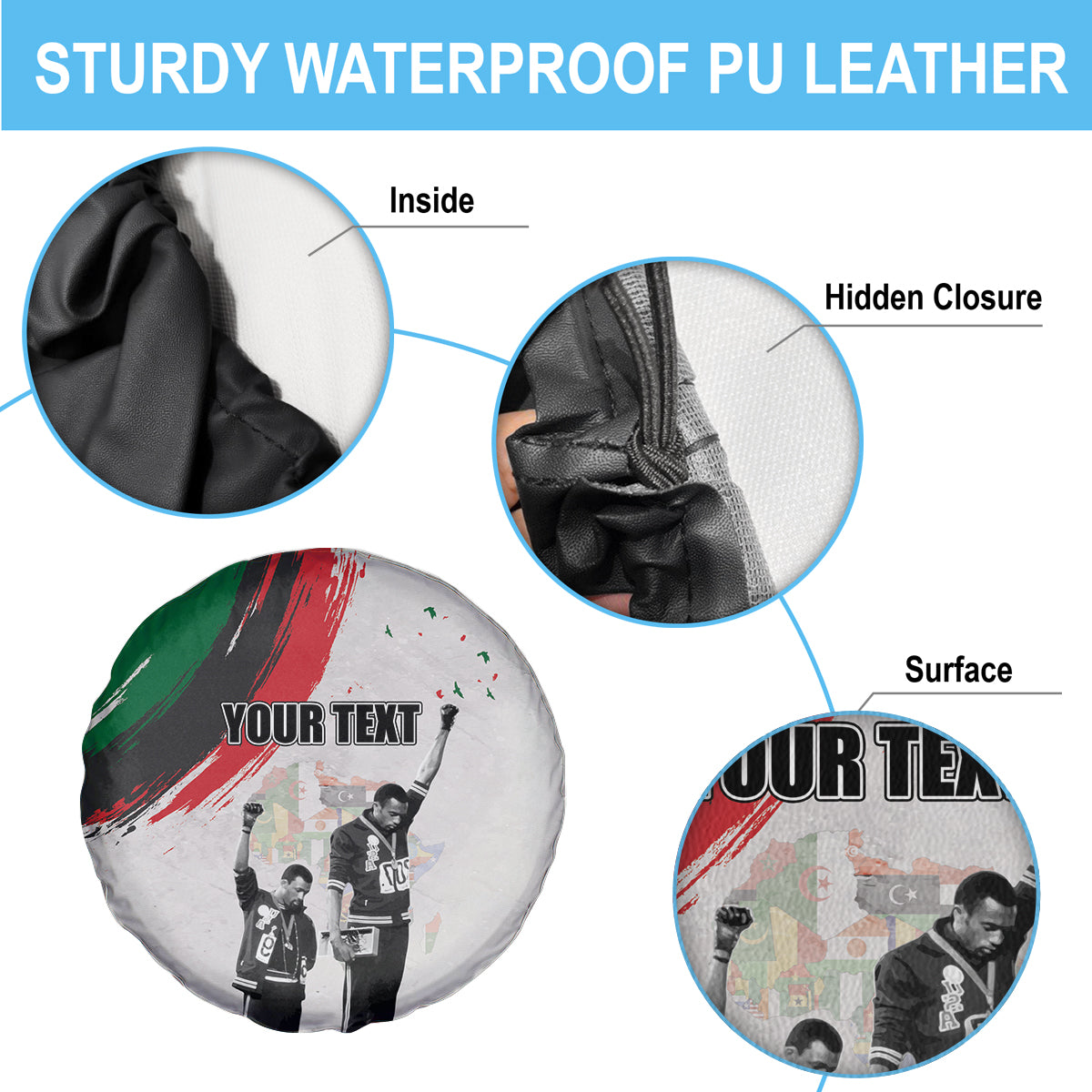 Personalized Juneteenth Freedom Day Spare Tire Cover 1968 Black Power Salute - Wonder Print Shop