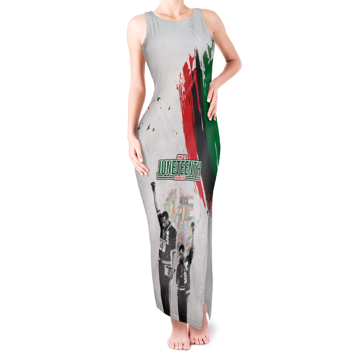Personalized Juneteenth Freedom Day Tank Maxi Dress 1968 Black Power Salute - Wonder Print Shop