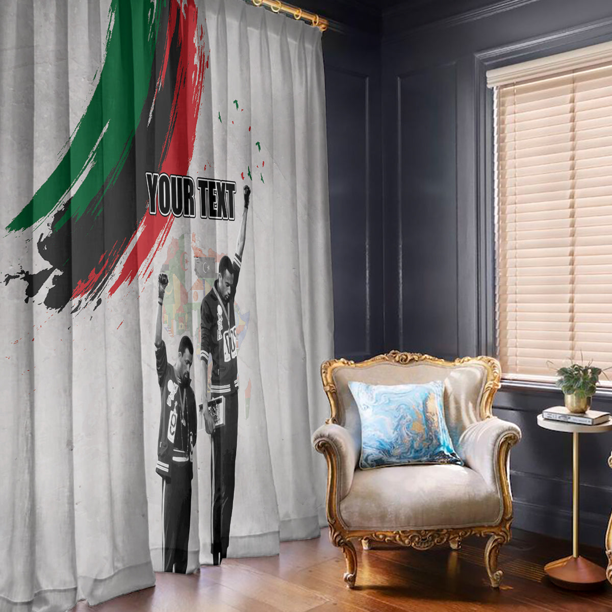 Personalized Juneteenth Freedom Day Window Curtain 1968 Black Power Salute - Wonder Print Shop
