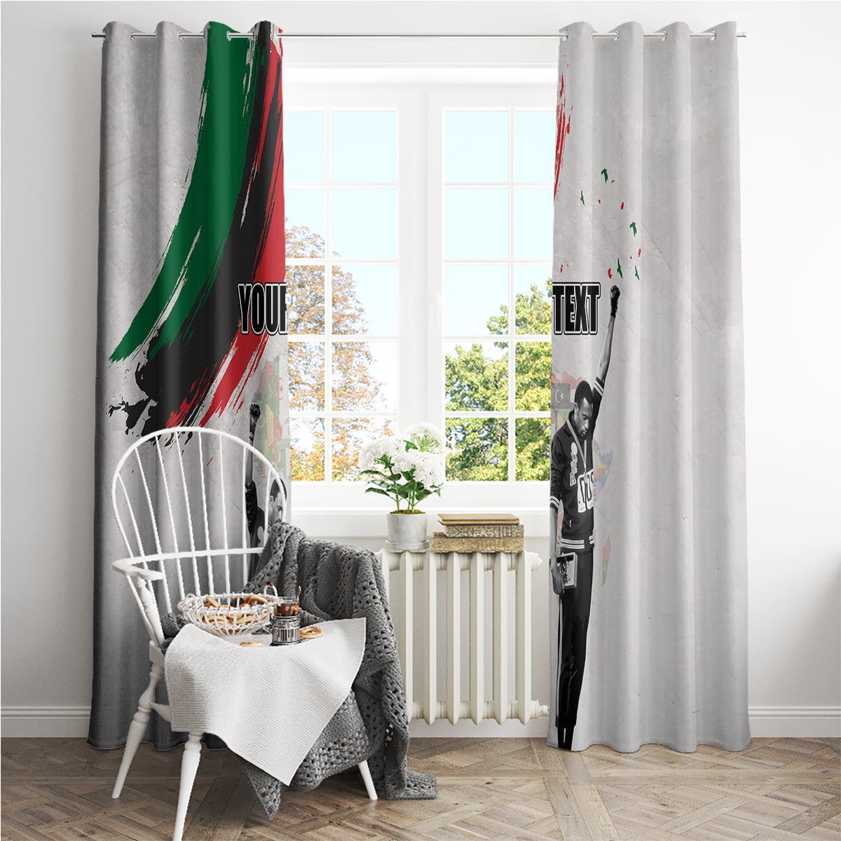 Personalized Juneteenth Freedom Day Window Curtain 1968 Black Power Salute - Wonder Print Shop