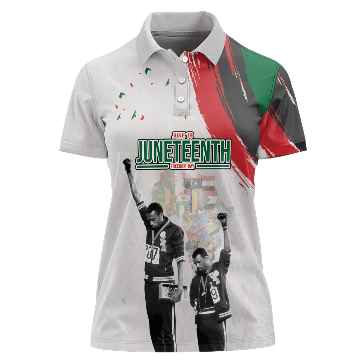 Personalized Juneteenth Freedom Day Women Polo Shirt 1968 Black Power Salute - Wonder Print Shop