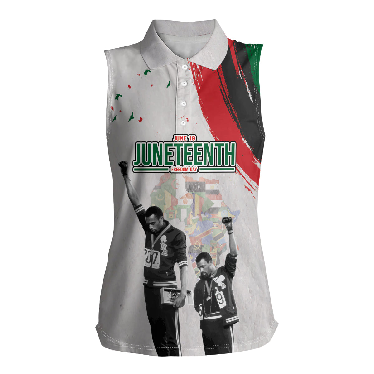 Personalized Juneteenth Freedom Day Women Sleeveless Polo Shirt 1968 Black Power Salute - Wonder Print Shop