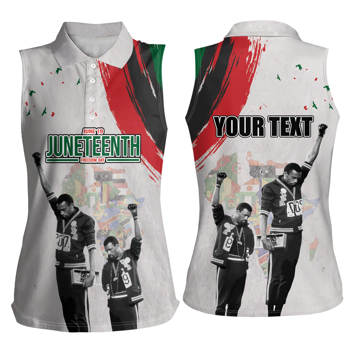 Personalized Juneteenth Freedom Day Women Sleeveless Polo Shirt 1968 Black Power Salute - Wonder Print Shop