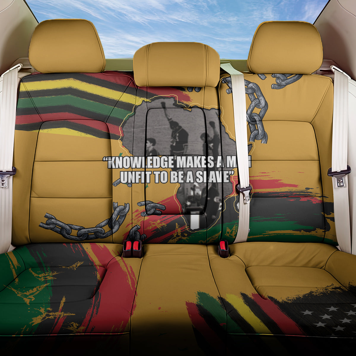 Juneteenth Freedom Day Back Car Seat Cover 1968 Black Power Salute Broken Chain - Wonder Print Shop