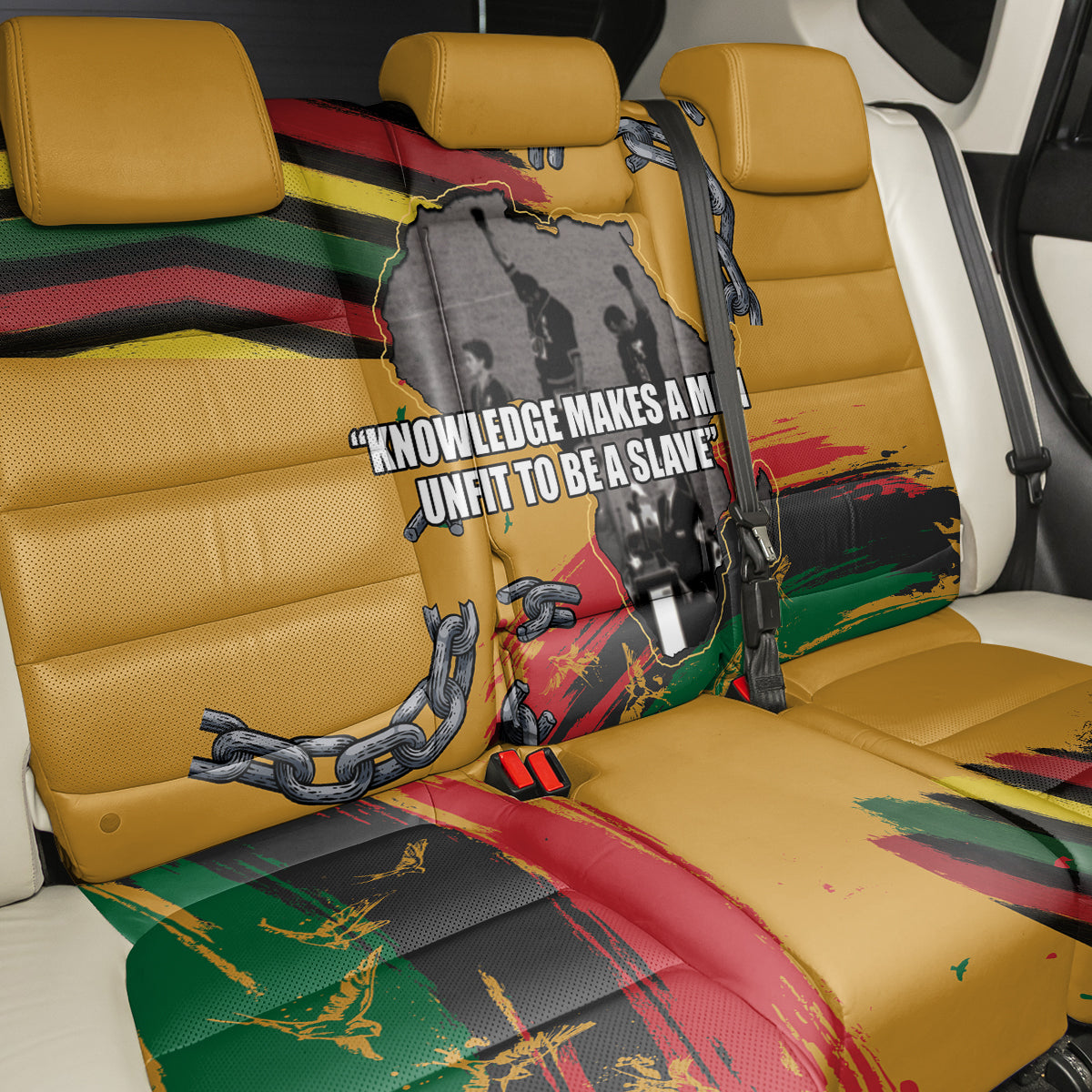 Juneteenth Freedom Day Back Car Seat Cover 1968 Black Power Salute Broken Chain - Wonder Print Shop