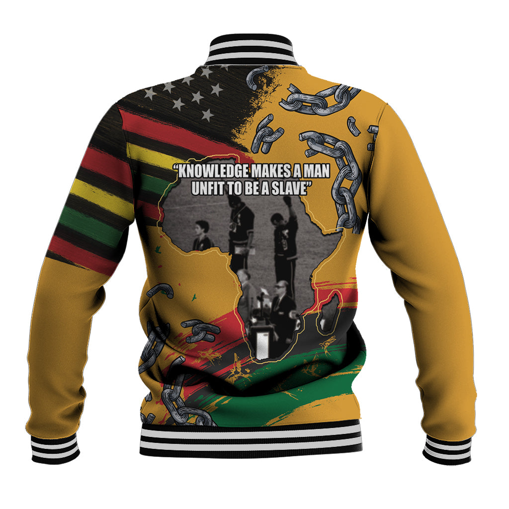 Juneteenth Freedom Day Baseball Jacket 1968 Black Power Salute Broken Chain - Wonder Print Shop