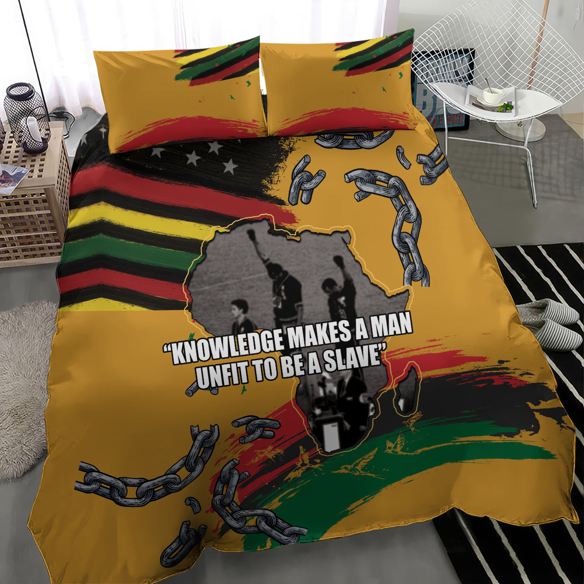 Juneteenth Freedom Day Bedding Set 1968 Black Power Salute Broken Chain - Wonder Print Shop