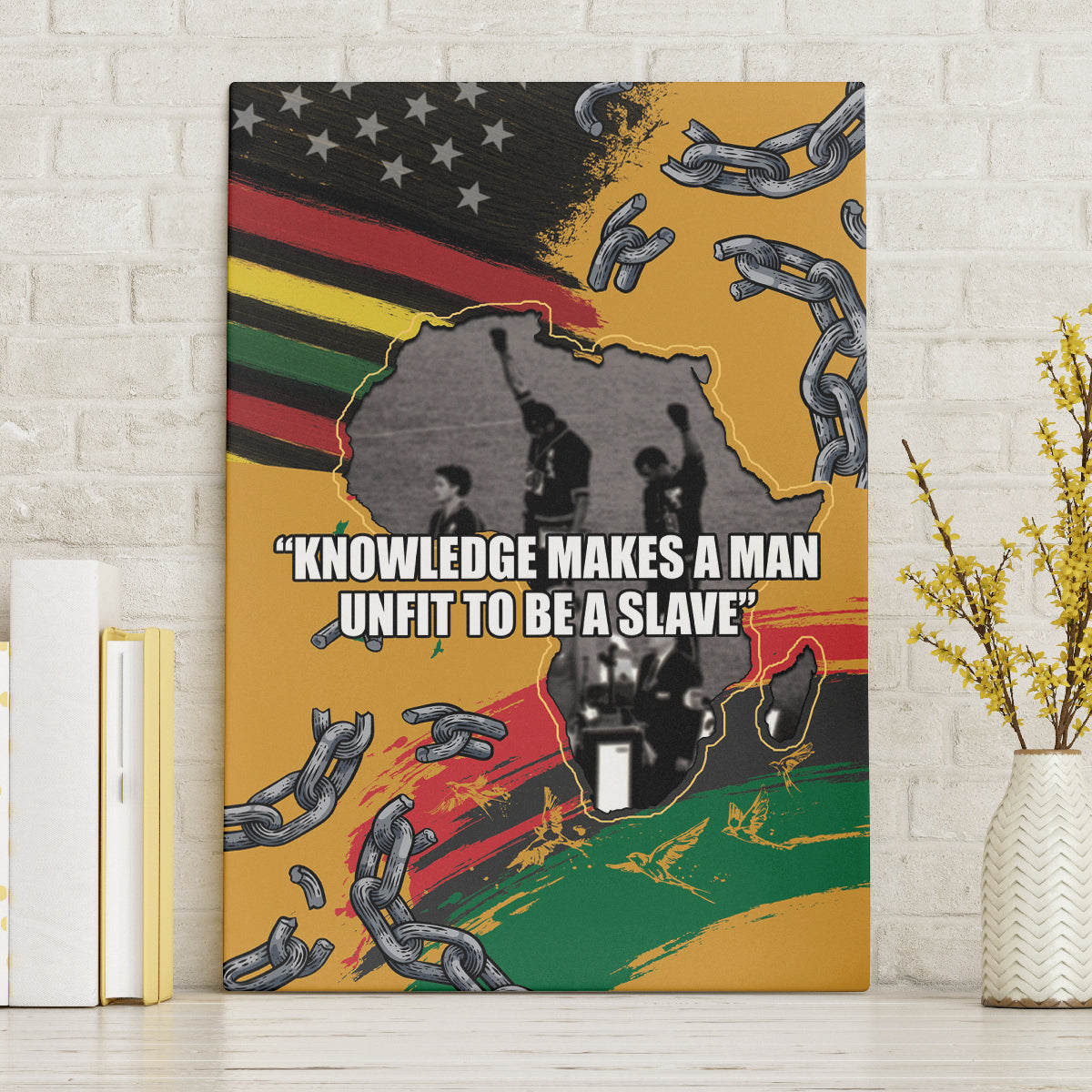 Juneteenth Freedom Day Canvas Wall Art 1968 Black Power Salute Broken Chain - Wonder Print Shop