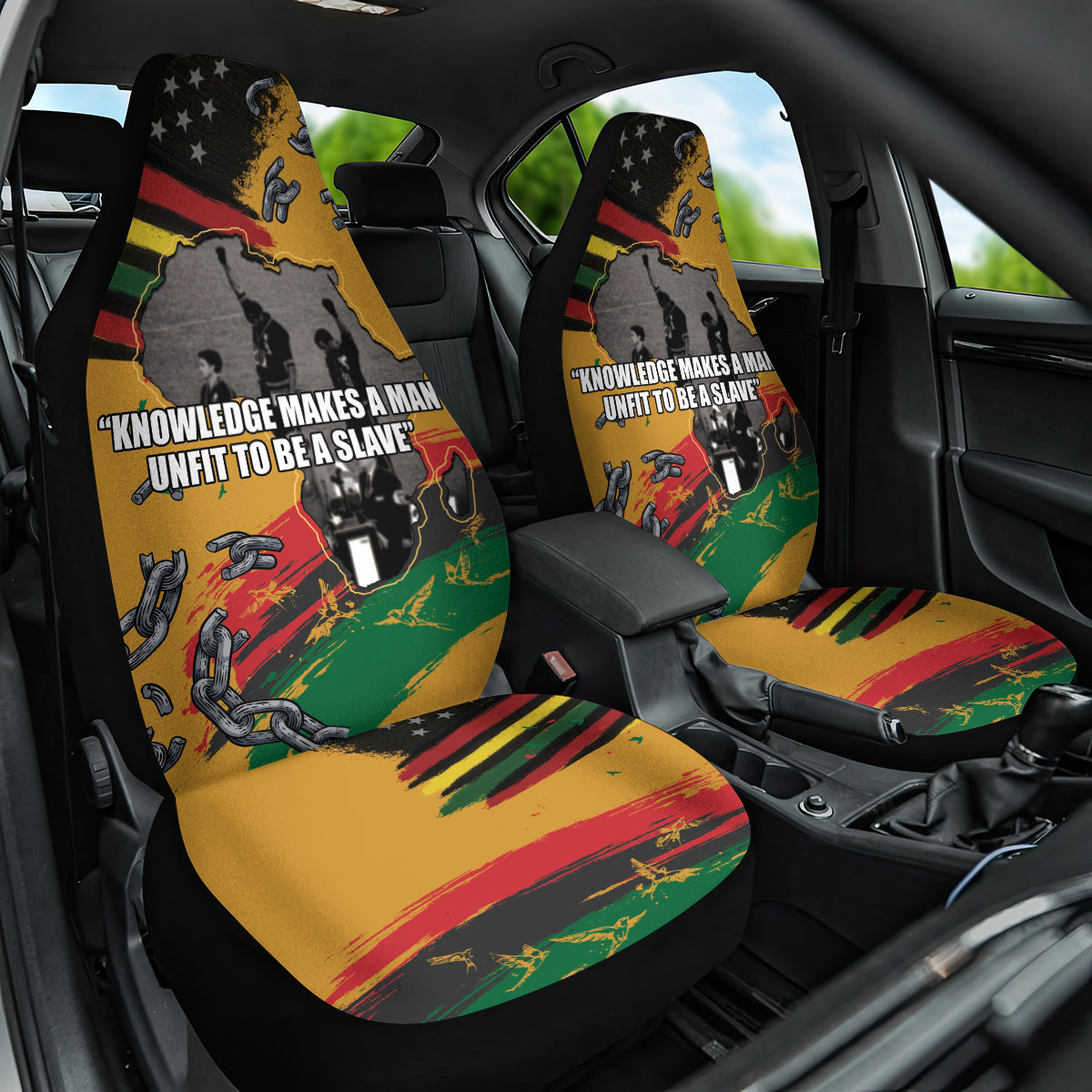Juneteenth Freedom Day Car Seat Cover 1968 Black Power Salute Broken Chain - Wonder Print Shop