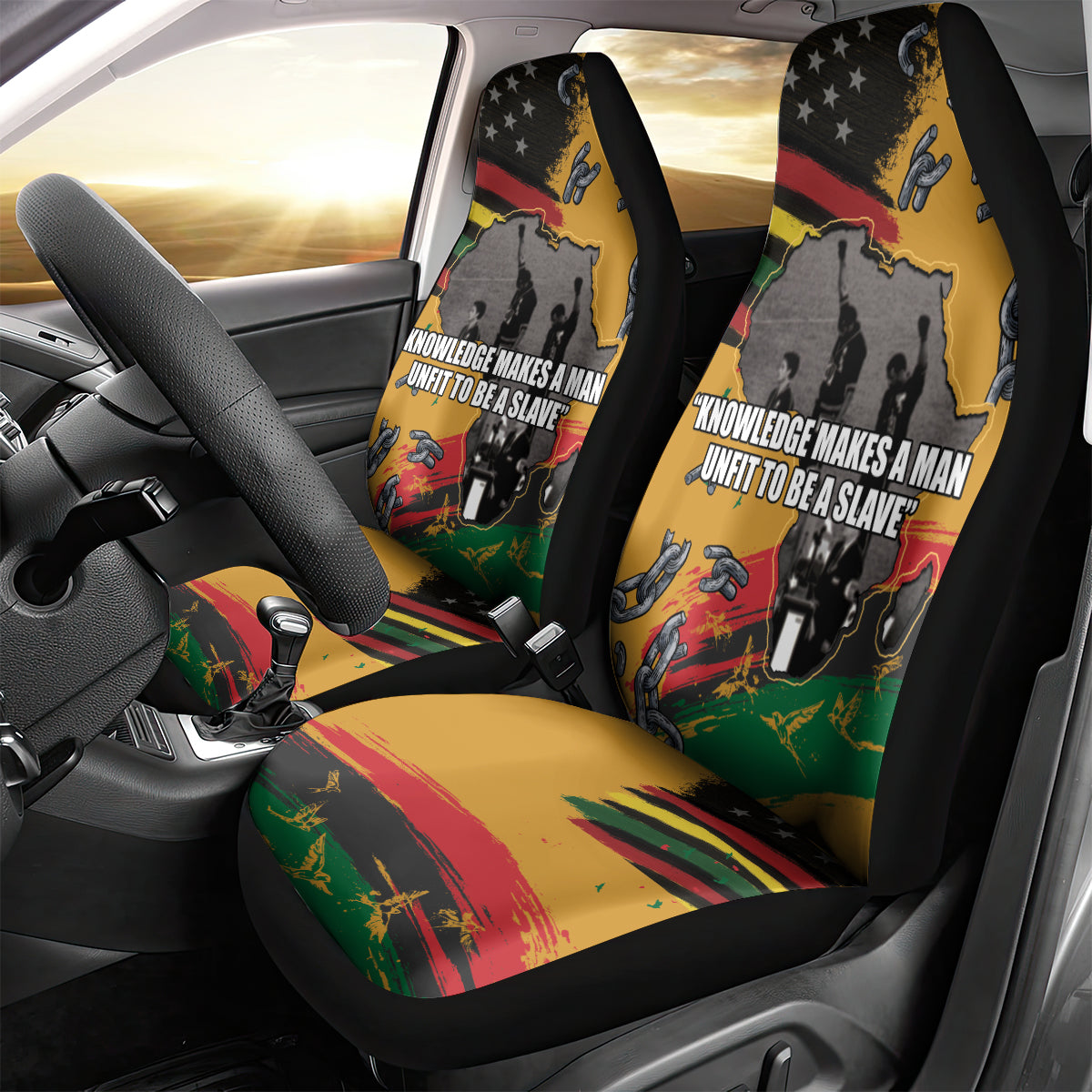 Juneteenth Freedom Day Car Seat Cover 1968 Black Power Salute Broken Chain - Wonder Print Shop