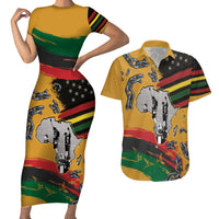Juneteenth Freedom Day Couples Matching Short Sleeve Bodycon Dress and Hawaiian Shirt 1968 Black Power Salute Broken Chain - Wonder Print Shop