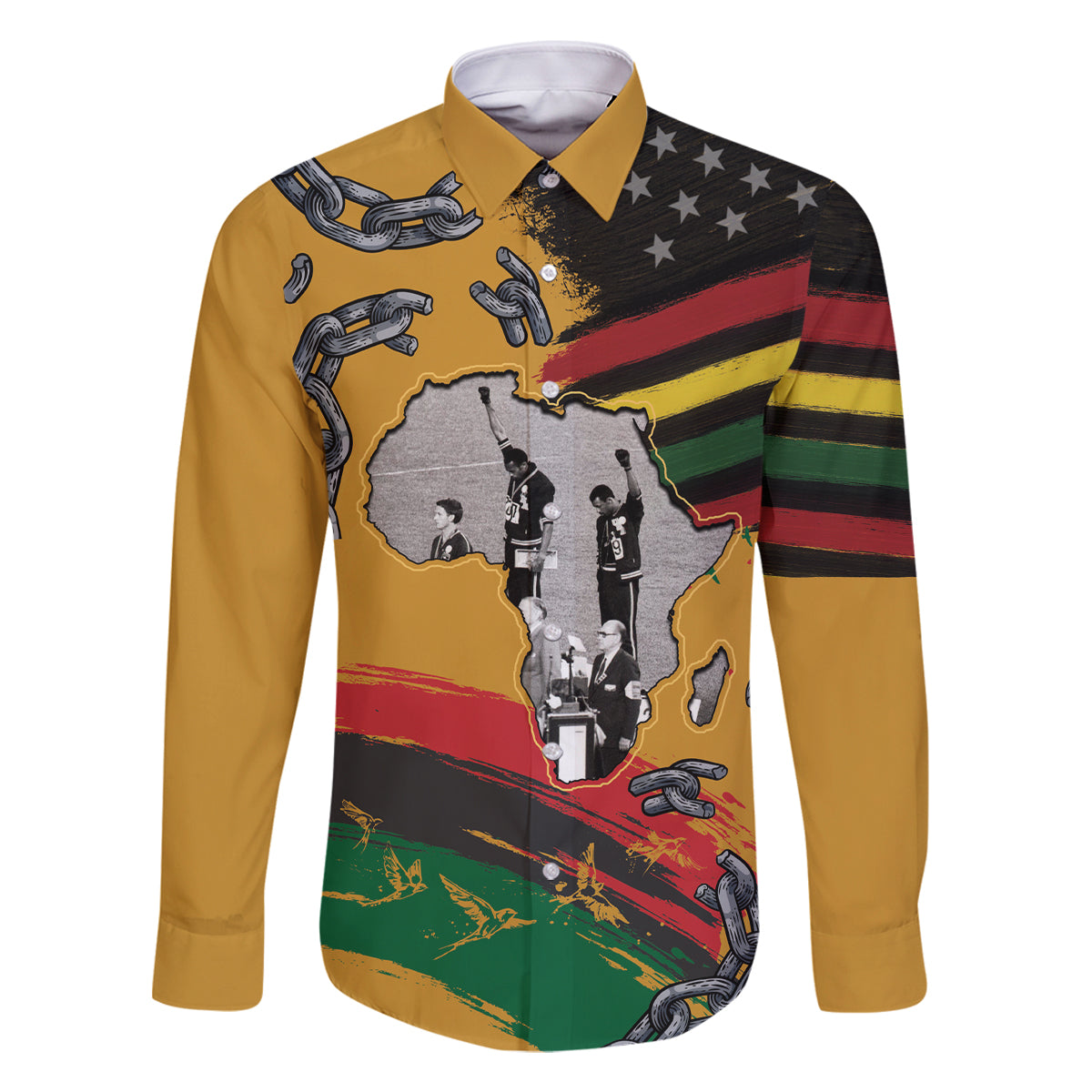 Juneteenth Freedom Day Family Matching Long Sleeve Bodycon Dress and Hawaiian Shirt 1968 Black Power Salute Broken Chain - Wonder Print Shop