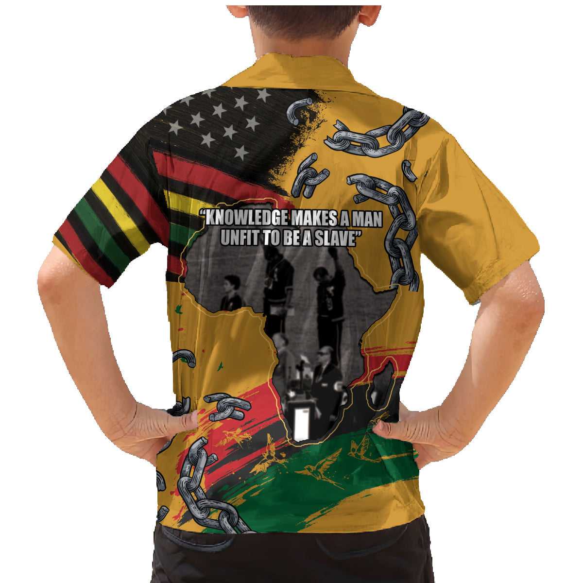 Juneteenth Freedom Day Family Matching Mermaid Dress and Hawaiian Shirt 1968 Black Power Salute Broken Chain - Wonder Print Shop