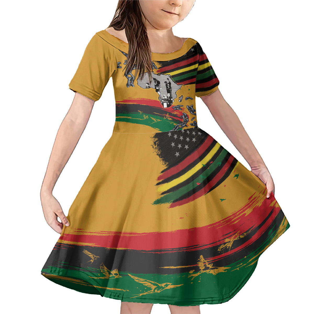 Juneteenth Freedom Day Family Matching Mermaid Dress and Hawaiian Shirt 1968 Black Power Salute Broken Chain - Wonder Print Shop