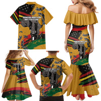 Juneteenth Freedom Day Family Matching Mermaid Dress and Hawaiian Shirt 1968 Black Power Salute Broken Chain - Wonder Print Shop