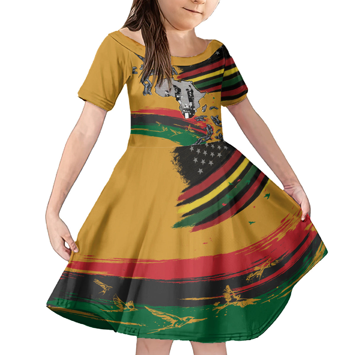 Juneteenth Freedom Day Family Matching Off Shoulder Maxi Dress and Hawaiian Shirt 1968 Black Power Salute Broken Chain - Wonder Print Shop