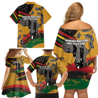 Juneteenth Freedom Day Family Matching Off Shoulder Short Dress and Hawaiian Shirt 1968 Black Power Salute Broken Chain - Wonder Print Shop