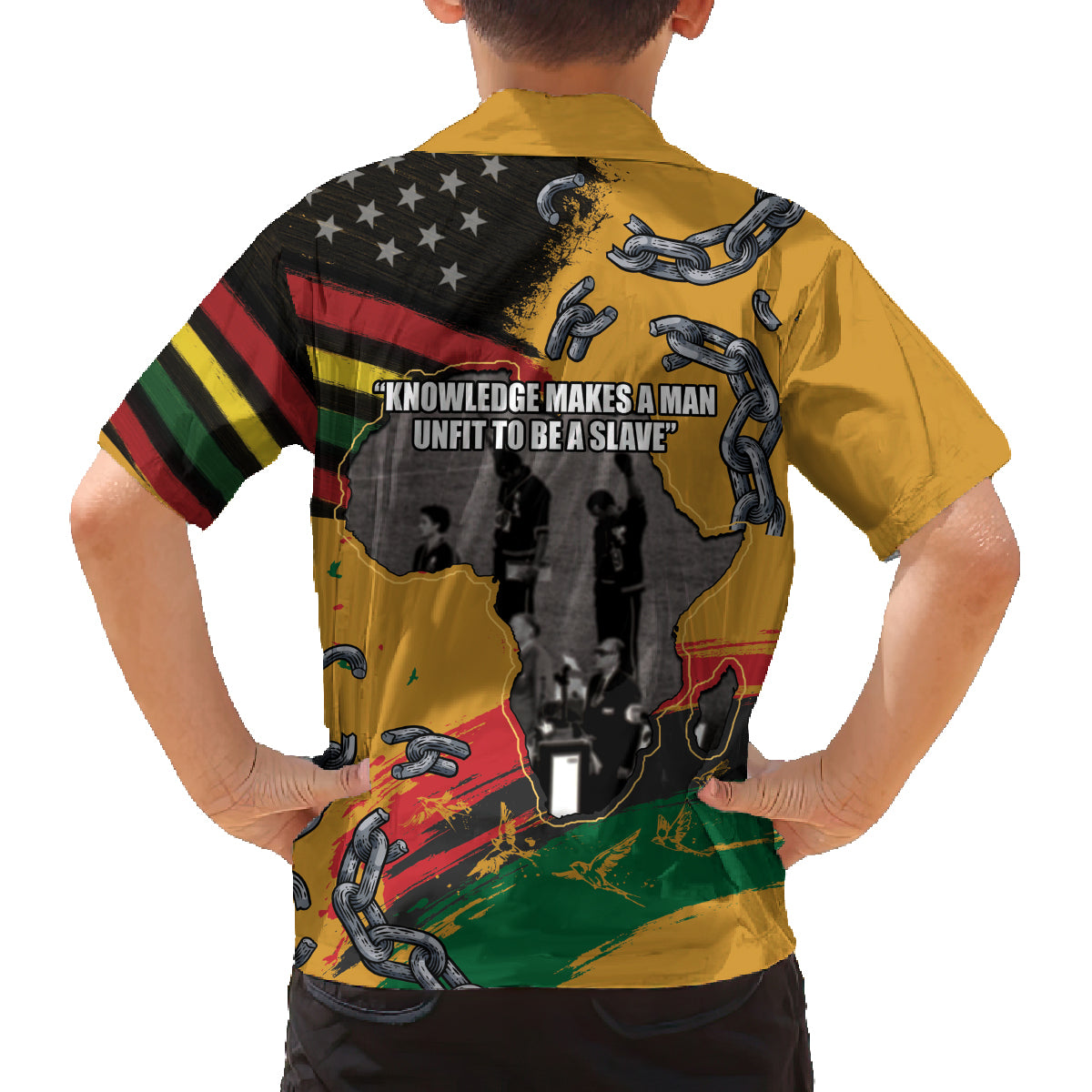 Juneteenth Freedom Day Family Matching Summer Maxi Dress and Hawaiian Shirt 1968 Black Power Salute Broken Chain - Wonder Print Shop