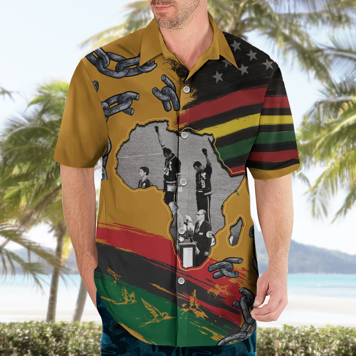 Juneteenth Freedom Day Hawaiian Shirt 1968 Black Power Salute Broken Chain - Wonder Print Shop