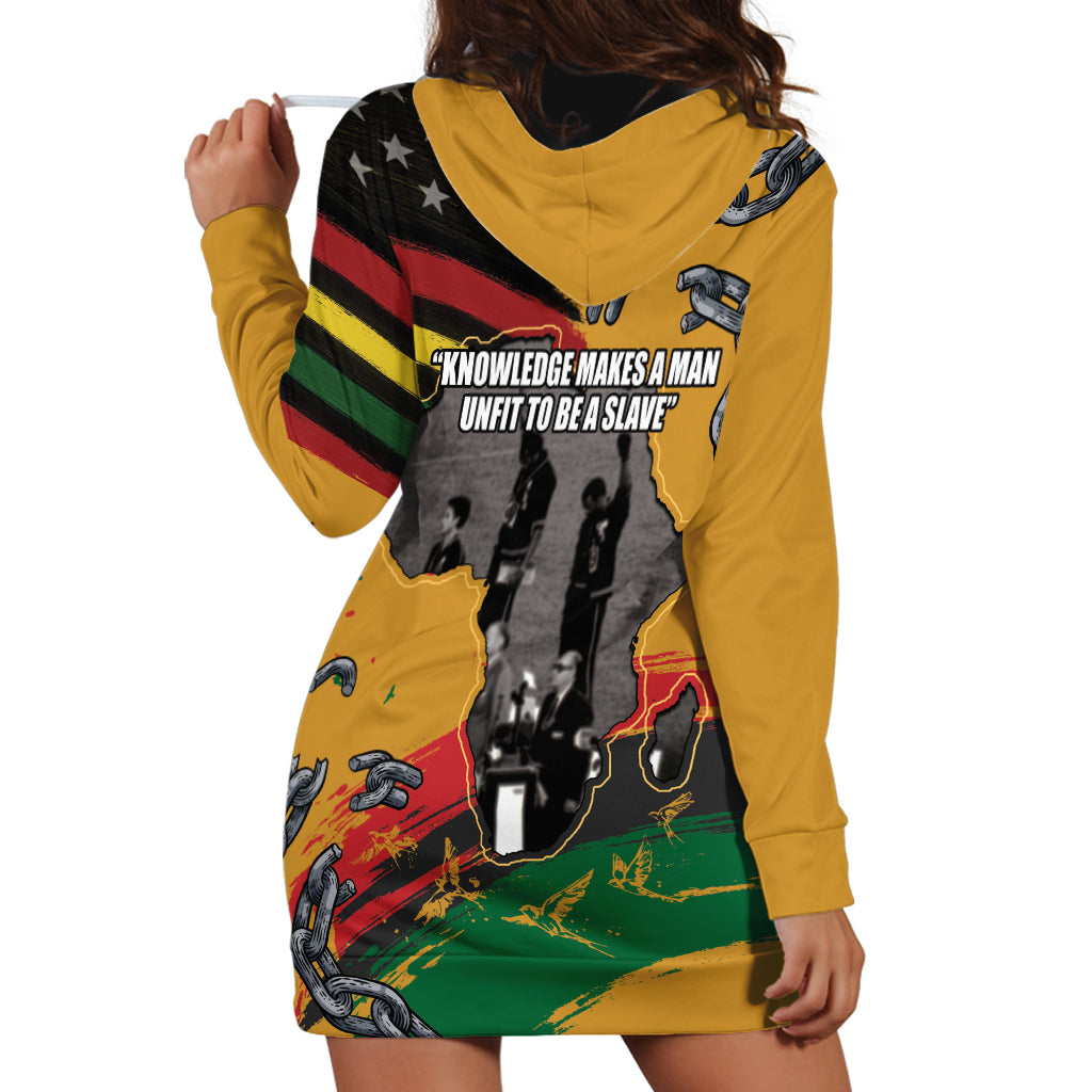 Juneteenth Freedom Day Hoodie Dress 1968 Black Power Salute Broken Chain - Wonder Print Shop
