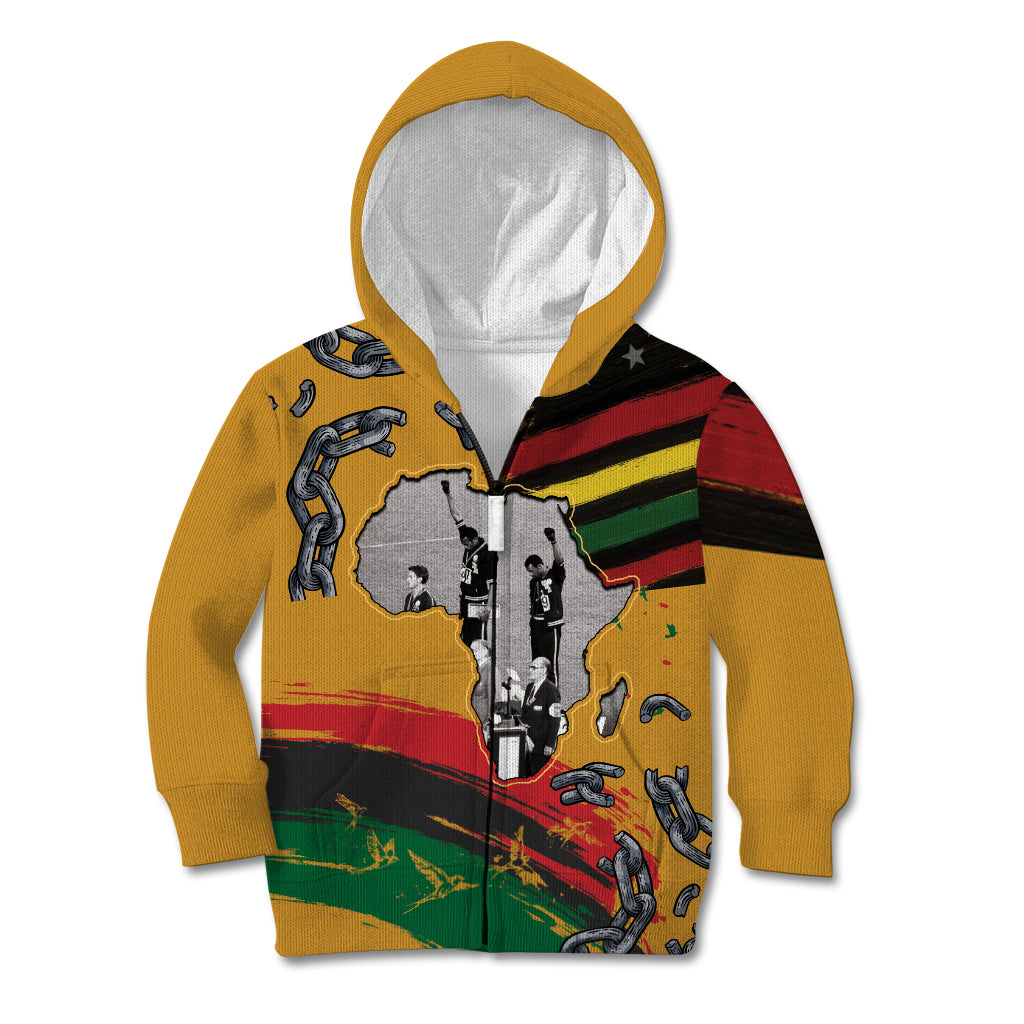 Juneteenth Freedom Day Kid Hoodie 1968 Black Power Salute Broken Chain - Wonder Print Shop