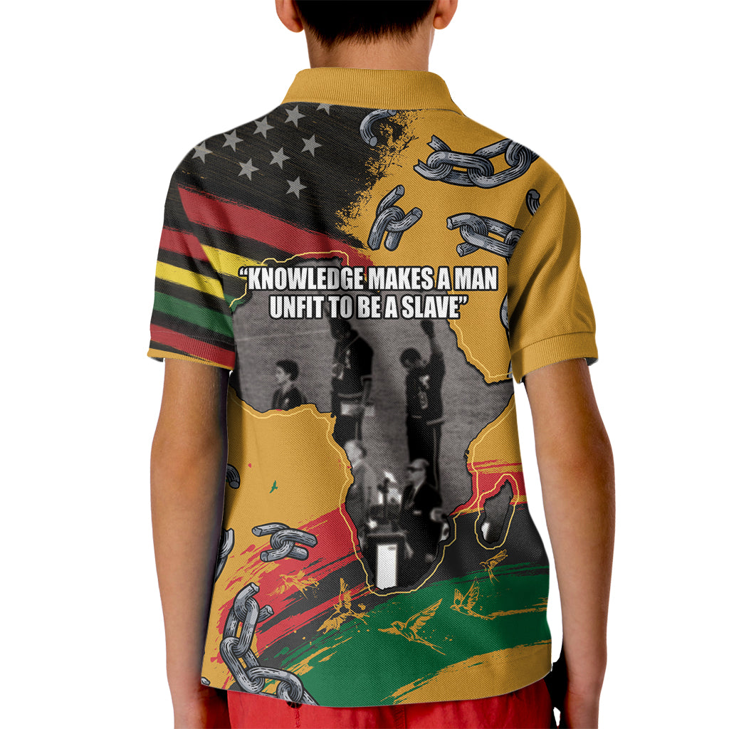 Juneteenth Freedom Day Kid Polo Shirt 1968 Black Power Salute Broken Chain - Wonder Print Shop