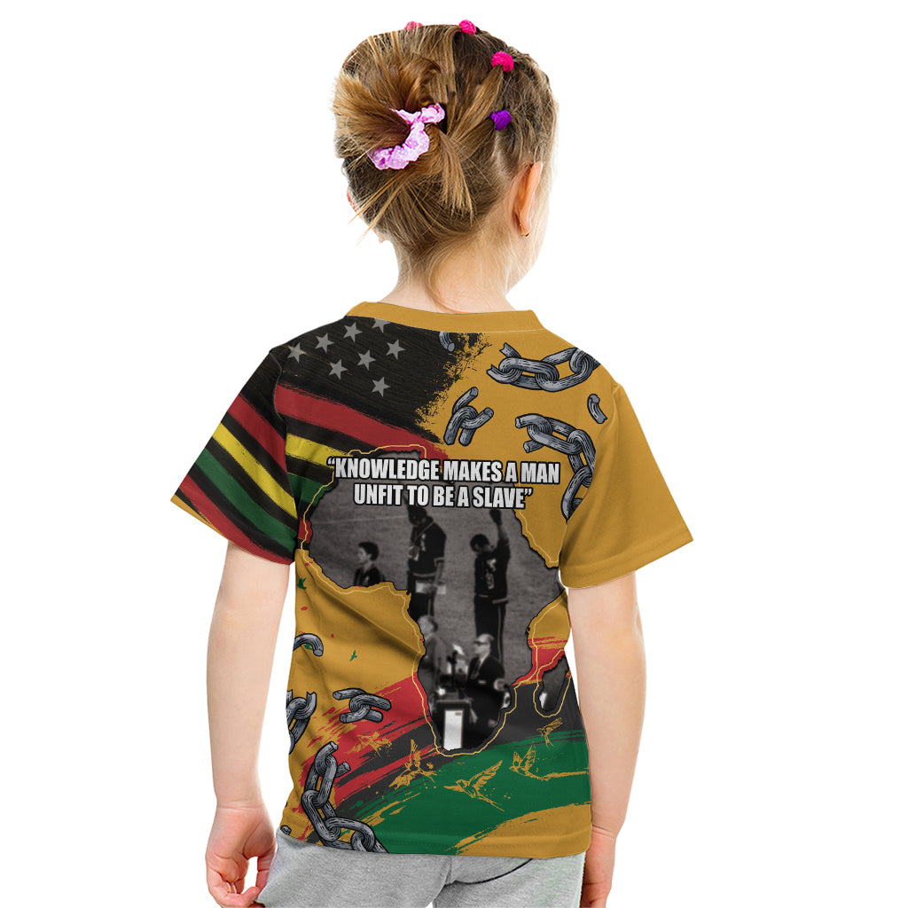Juneteenth Freedom Day Kid T Shirt 1968 Black Power Salute Broken Chain - Wonder Print Shop