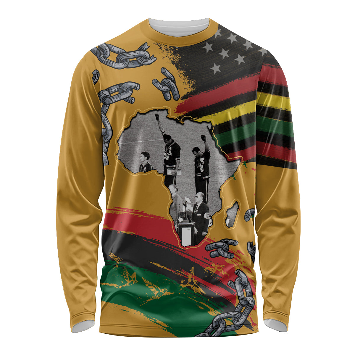 Juneteenth Freedom Day Long Sleeve Shirt 1968 Black Power Salute Broken Chain - Wonder Print Shop