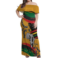 Juneteenth Freedom Day Off Shoulder Maxi Dress 1968 Black Power Salute Broken Chain - Wonder Print Shop