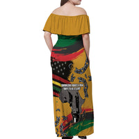 Juneteenth Freedom Day Off Shoulder Maxi Dress 1968 Black Power Salute Broken Chain - Wonder Print Shop