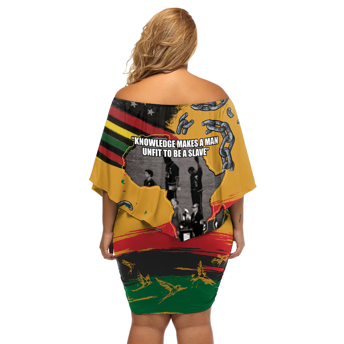 Juneteenth Freedom Day Off Shoulder Short Dress 1968 Black Power Salute Broken Chain - Wonder Print Shop